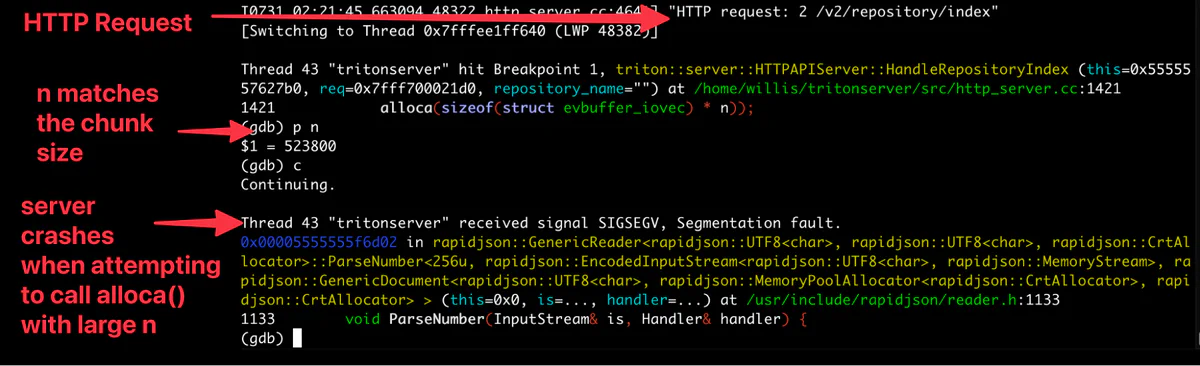 Segmentation fault showing n just before the crash