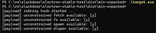 Figure 3.2: Hunting for Node.js capabilities in the Electron main process