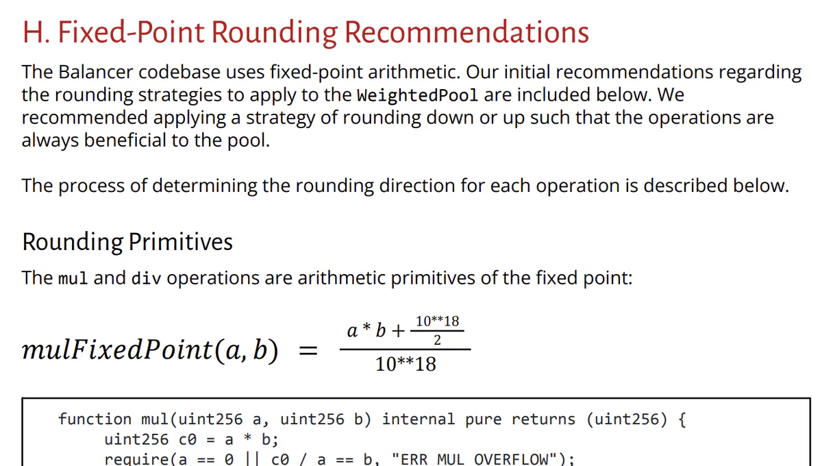 Image showing Appendix H from our 2021 Balancer v2 review